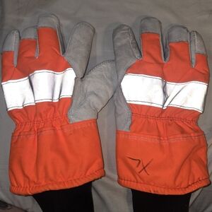Orange and Gray Work Gloves